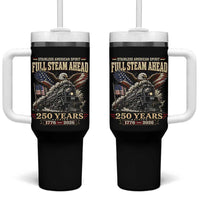 Full Steam Ahead Patriotic Bald Eagle Tumbler With Handle Vintage Stainless American Spirit Steam Locomotive Heritage