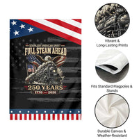 Full Steam Ahead Bald Eagle Patriotic Garden Flag Vintage Stainless American Spirit Steam Locomotive Heritage
