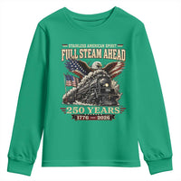 Full Steam Ahead Patriotic Bald Eagle Youth Sweatshirt Vintage Stainless American Spirit Steam Locomotive Heritage