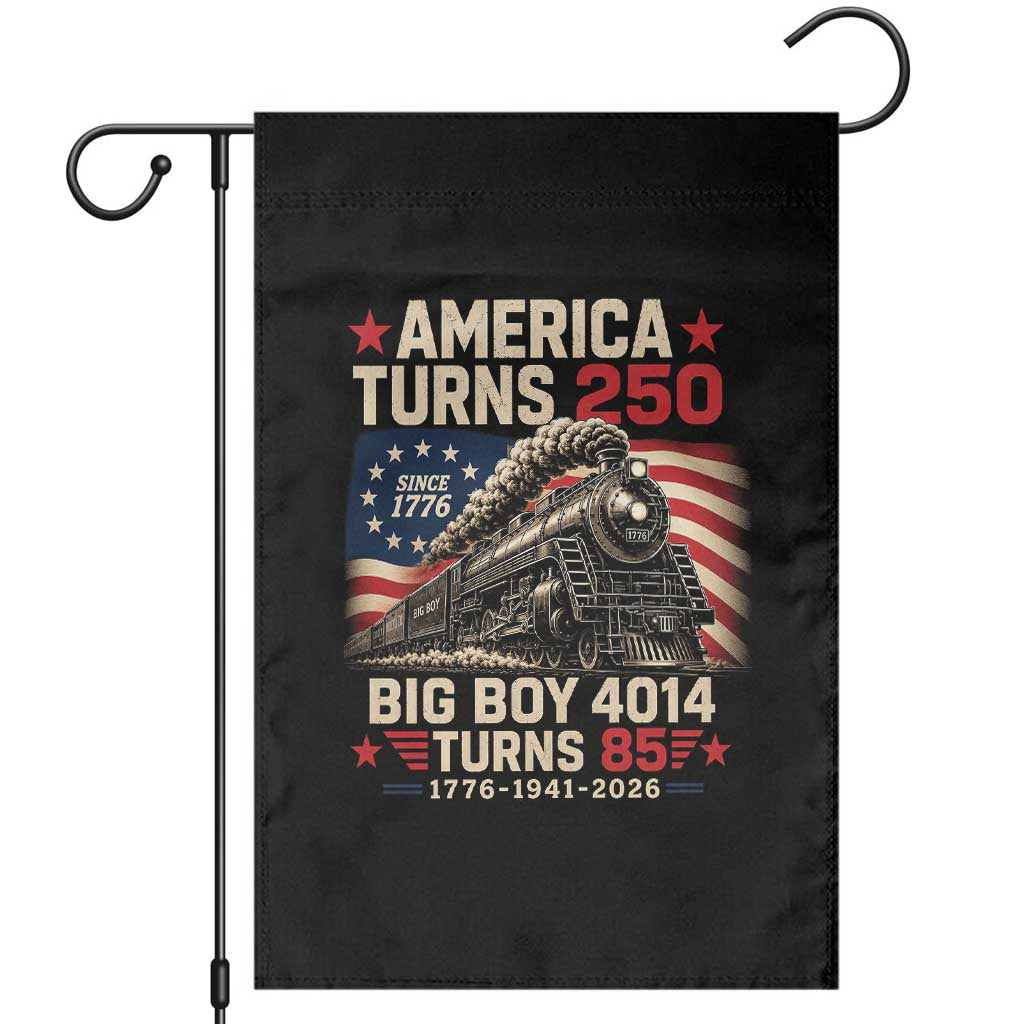 America Turns 250 Steam Locomotive Turns 85 Garden Flag Vintage Railroad Steam Engine 85th USA 250th Anniversary