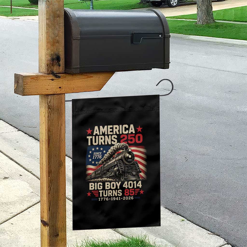 America Turns 250 Steam Locomotive Turns 85 Garden Flag Vintage Railroad Steam Engine 85th USA 250th Anniversary