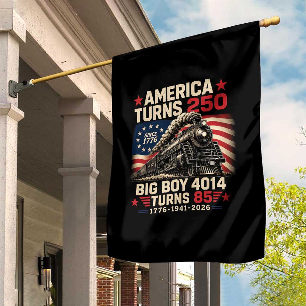America Turns 250 Steam Locomotive Turns 85 Garden Flag Vintage Railroad Steam Engine 85th USA 250th Anniversary
