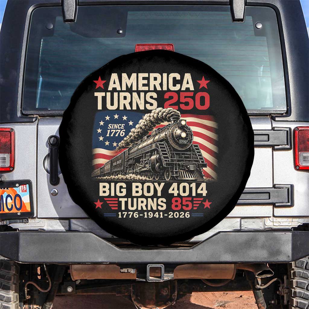 America Turns 250 Steam Locomotive Turns 85 Spare Tire Cover Vintage Railroad Steam Engine 85th USA 250th Anniversary