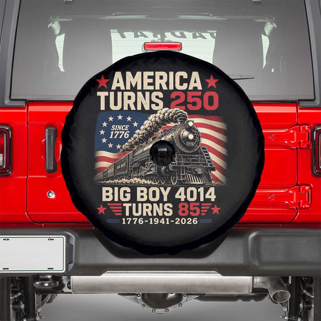 America Turns 250 Steam Locomotive Turns 85 Spare Tire Cover Vintage Railroad Steam Engine 85th USA 250th Anniversary