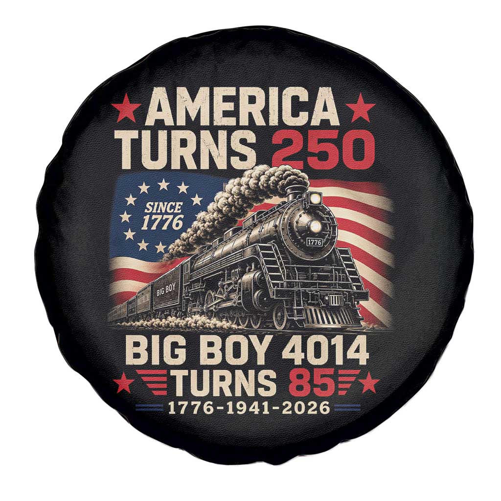 America Turns 250 Steam Locomotive Turns 85 Spare Tire Cover Vintage Railroad Steam Engine 85th USA 250th Anniversary