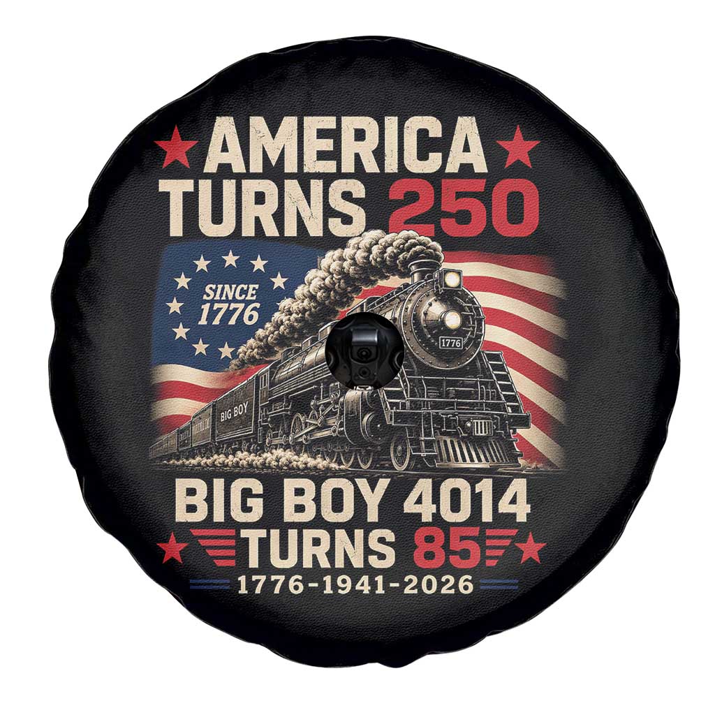 America Turns 250 Steam Locomotive Turns 85 Spare Tire Cover Vintage Railroad Steam Engine 85th USA 250th Anniversary