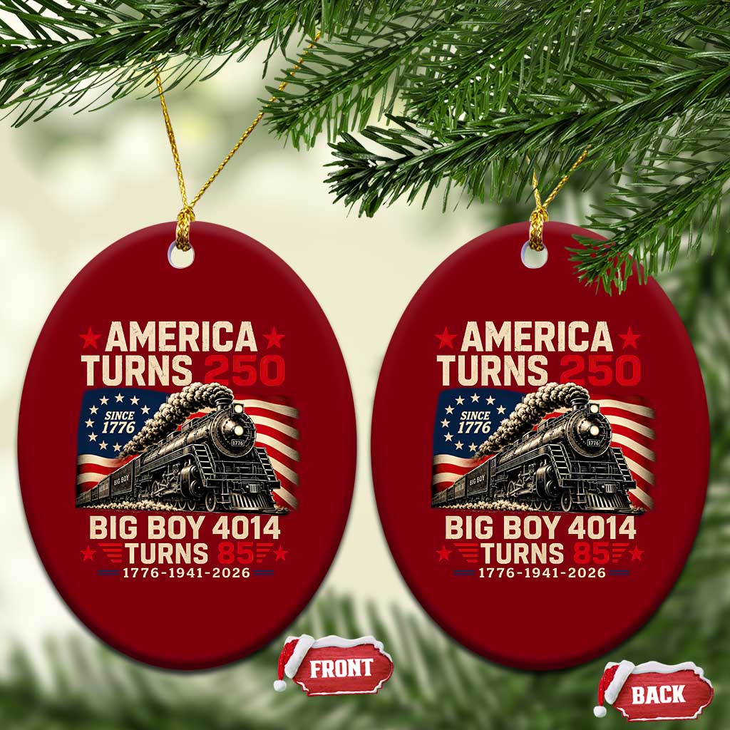 America Turns 250 Steam Locomotive Turns 85 Ceramic Ornament Vintage Railroad Steam Engine 85th USA 250th Anniversary