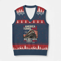 America Turns 250 Steam Locomotive Turns 85 V-Neck Knit Sweater Vest Vintage Railroad Steam Engine 85th USA 250th Anniversary