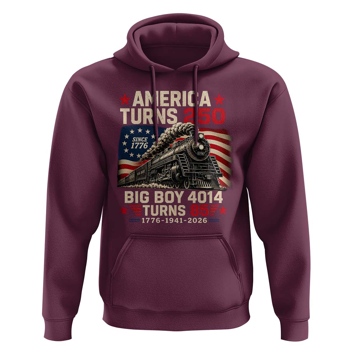 America Turns 250 Steam Locomotive Turns 85 Hoodie Vintage Railroad Steam Engine 85th USA 250th Anniversary