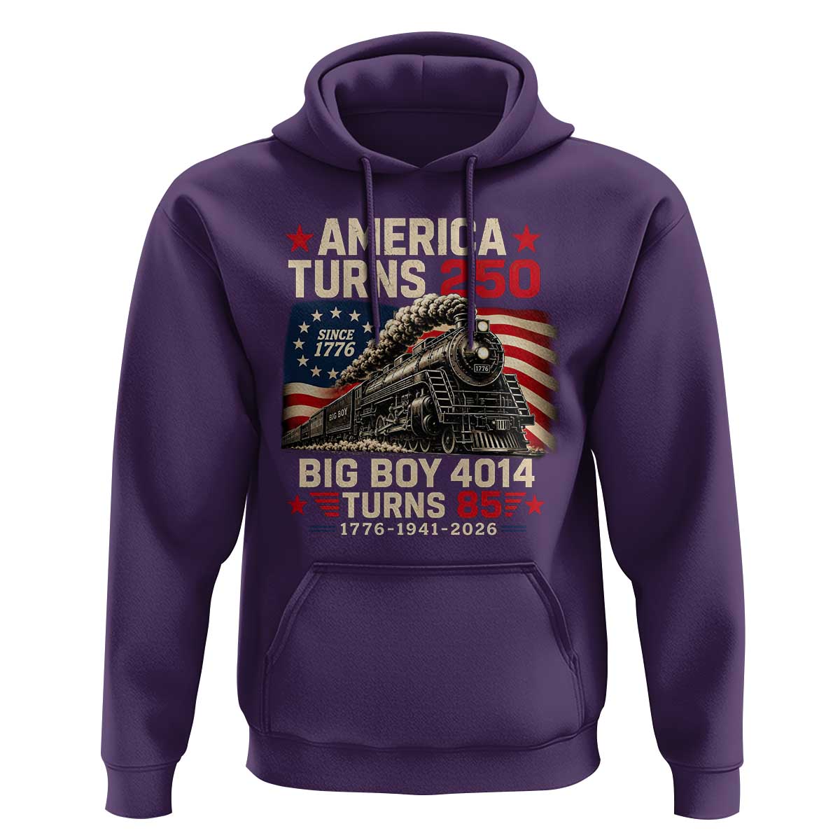 America Turns 250 Steam Locomotive Turns 85 Hoodie Vintage Railroad Steam Engine 85th USA 250th Anniversary