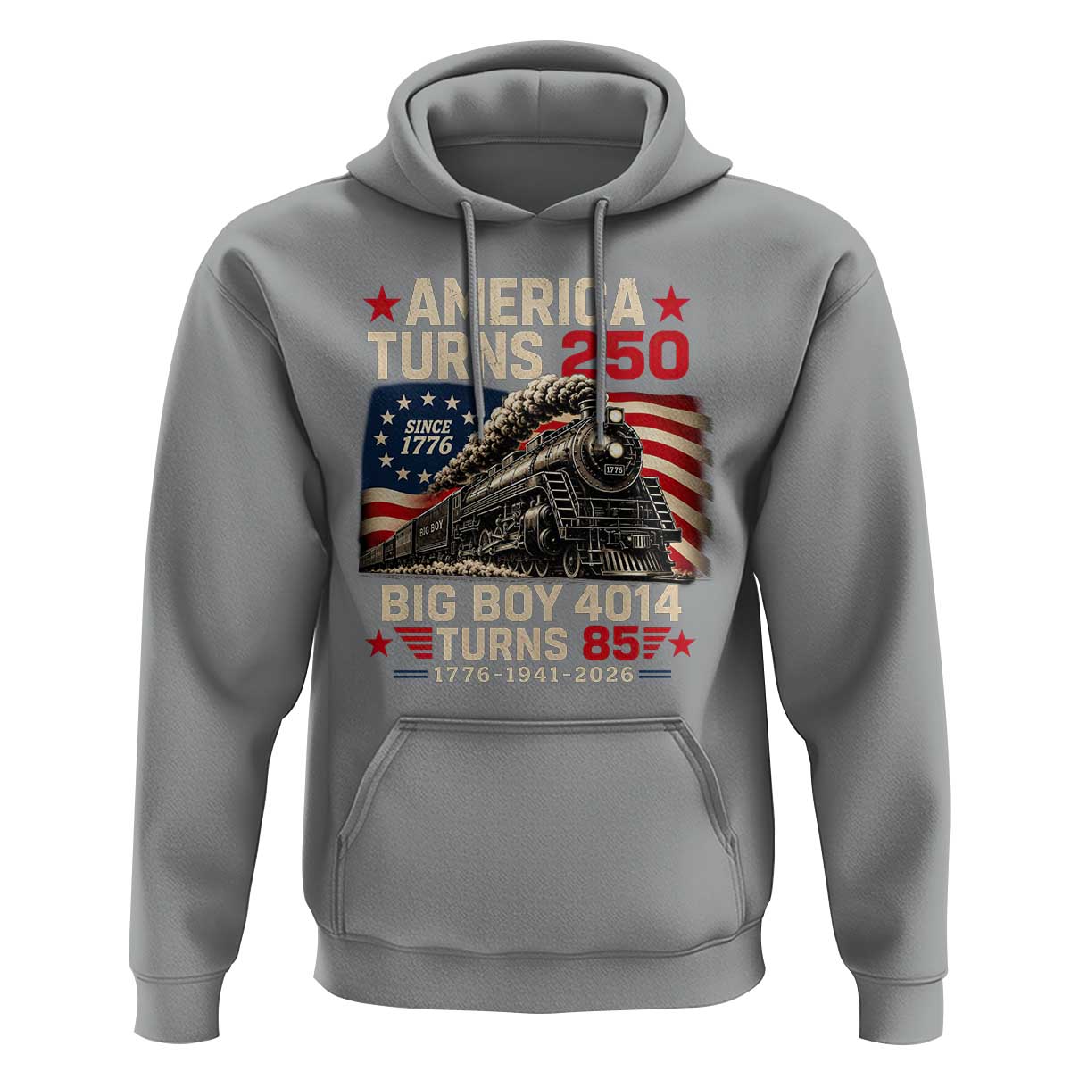 America Turns 250 Steam Locomotive Turns 85 Hoodie Vintage Railroad Steam Engine 85th USA 250th Anniversary