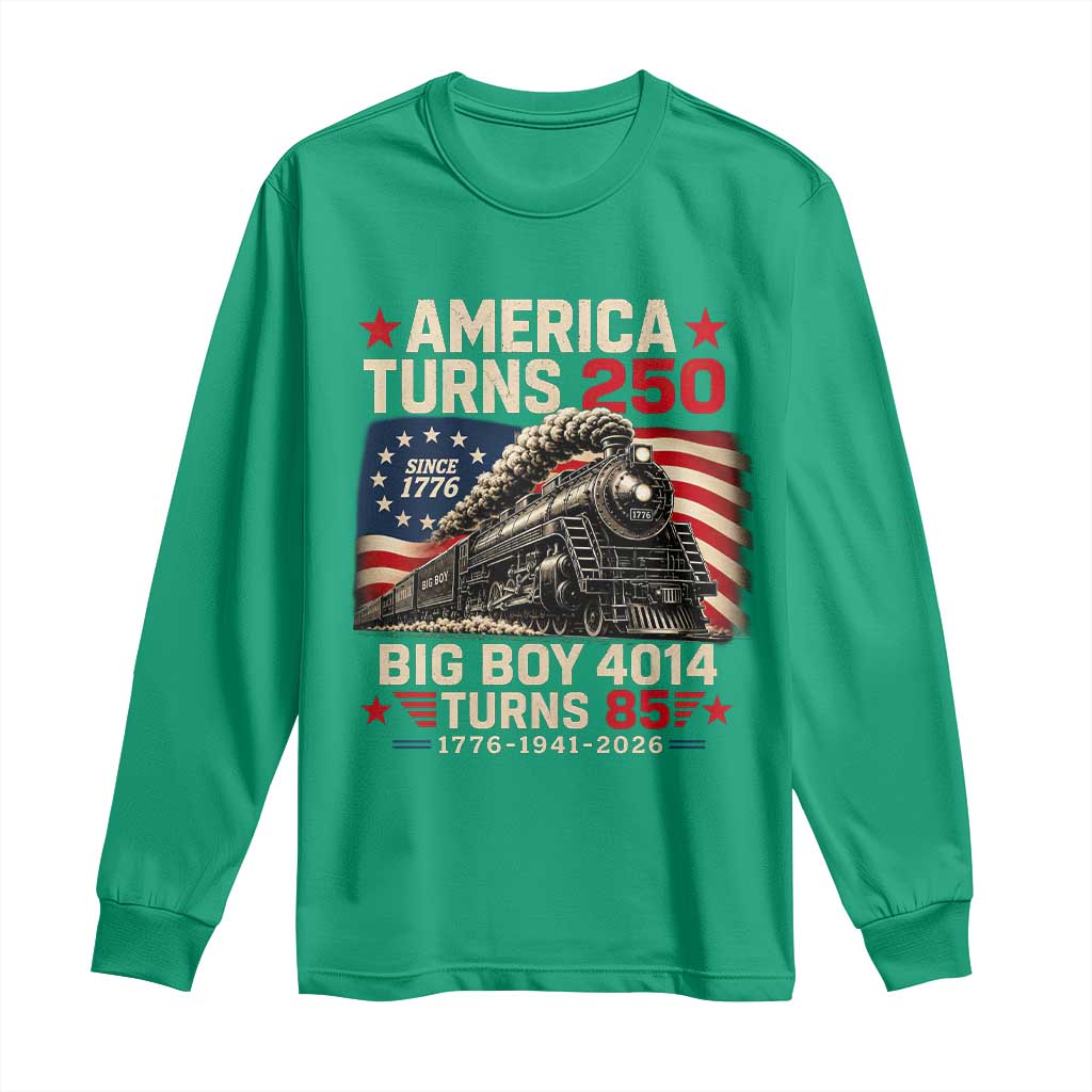America Turns 250 Steam Locomotive Turns 85 Long Sleeve Shirt Vintage Railroad Steam Engine 85th USA 250th Anniversary