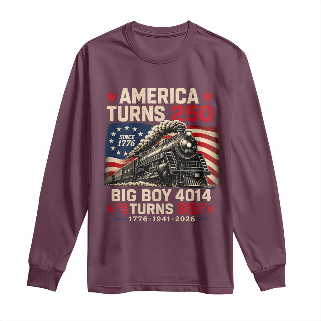 America Turns 250 Steam Locomotive Turns 85 Long Sleeve Shirt Vintage Railroad Steam Engine 85th USA 250th Anniversary