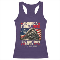 America Turns 250 Steam Locomotive Turns 85 Racerback Tank Top Vintage Railroad Steam Engine 85th USA 250th Anniversary