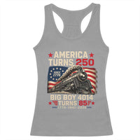 America Turns 250 Steam Locomotive Turns 85 Racerback Tank Top Vintage Railroad Steam Engine 85th USA 250th Anniversary