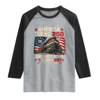 America Turns 250 Steam Locomotive Turns 85 Raglan Shirt Vintage Railroad Steam Engine 85th USA 250th Anniversary