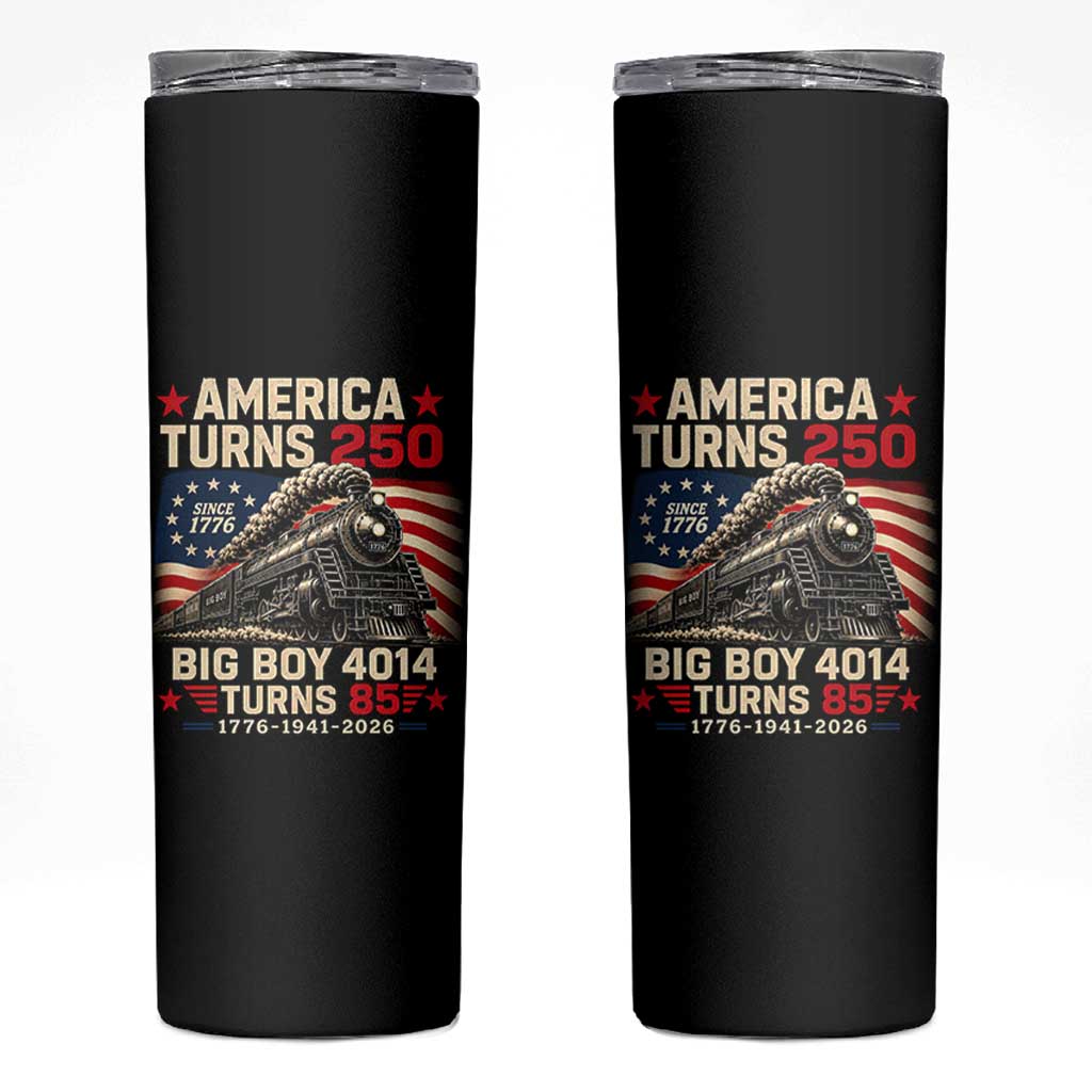 America Turns 250 Steam Locomotive Turns 85 Skinny Tumbler Vintage Railroad Steam Engine 85th USA 250th Anniversary