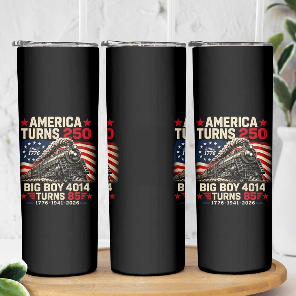 America Turns 250 Steam Locomotive Turns 85 Skinny Tumbler Vintage Railroad Steam Engine 85th USA 250th Anniversary