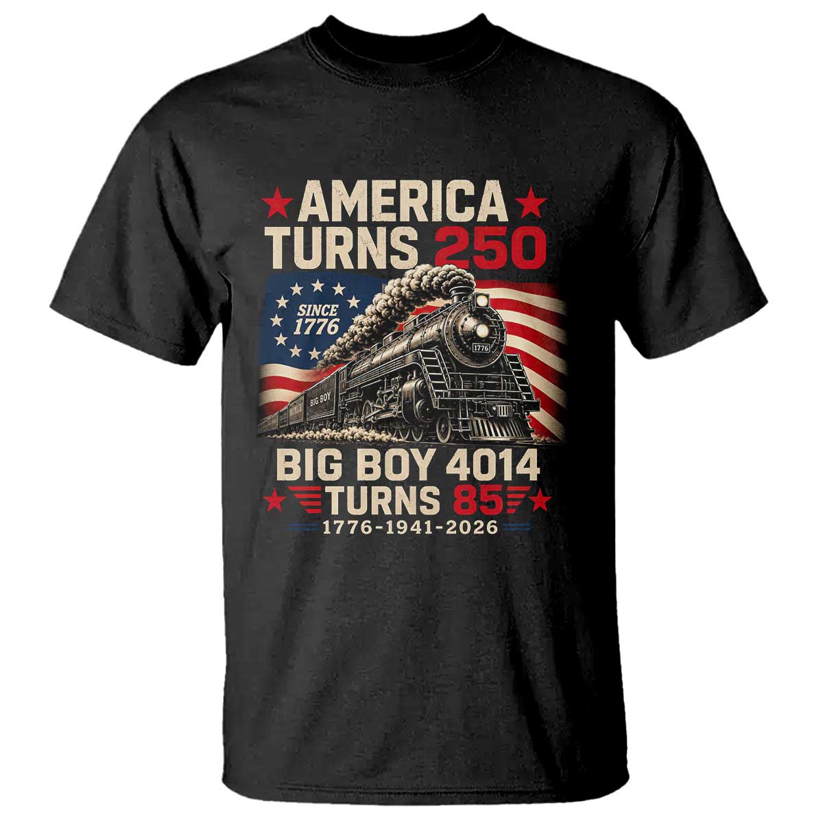 America Turns 250 Steam Locomotive Turns 85 T Shirt Vintage Railroad Steam Engine 85th USA 250th Anniversary