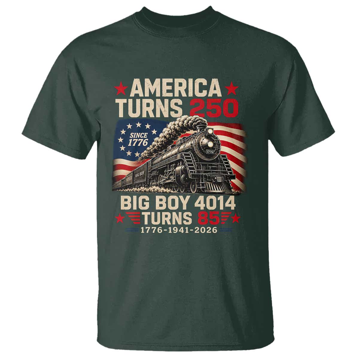 America Turns 250 Steam Locomotive Turns 85 T Shirt Vintage Railroad Steam Engine 85th USA 250th Anniversary