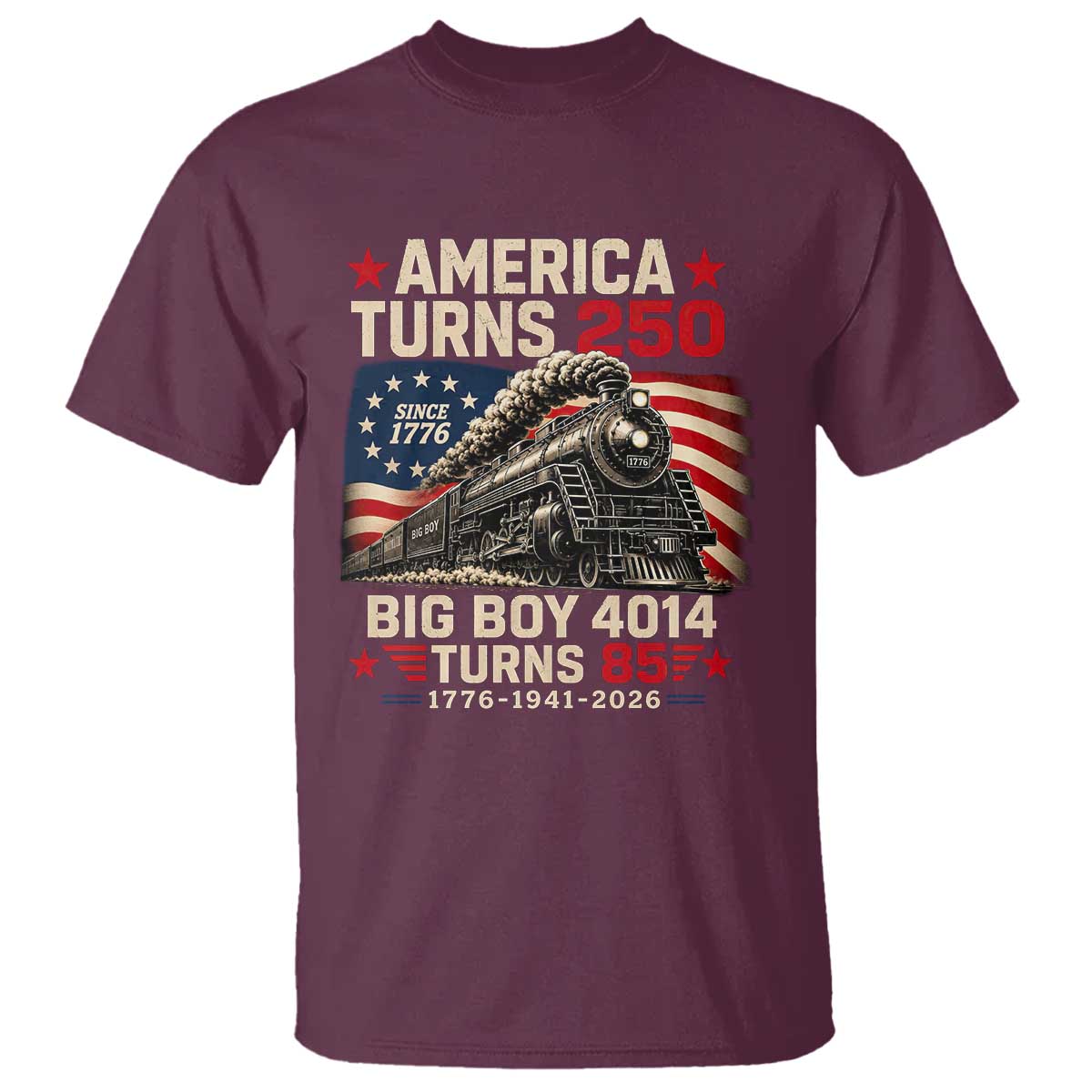 America Turns 250 Steam Locomotive Turns 85 T Shirt Vintage Railroad Steam Engine 85th USA 250th Anniversary