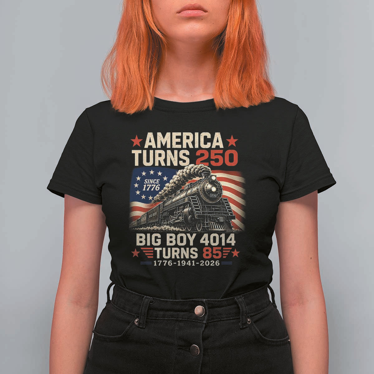 America Turns 250 Steam Locomotive Turns 85 T Shirt For Women Vintage Railroad Steam Engine 85th USA 250th Anniversary