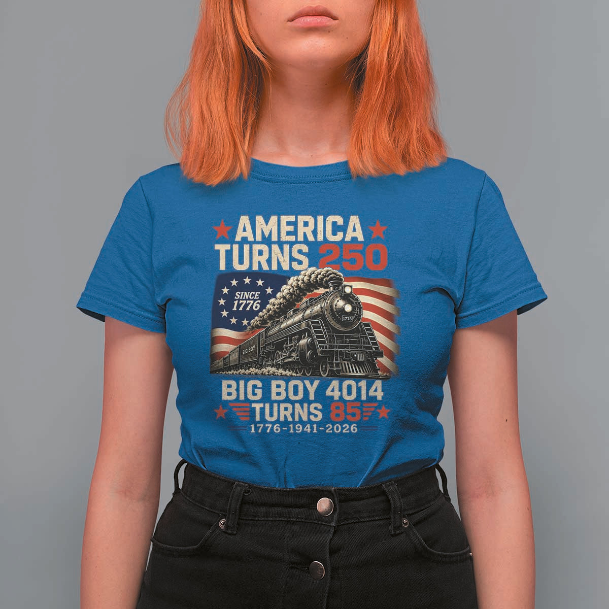 America Turns 250 Steam Locomotive Turns 85 T Shirt For Women Vintage Railroad Steam Engine 85th USA 250th Anniversary