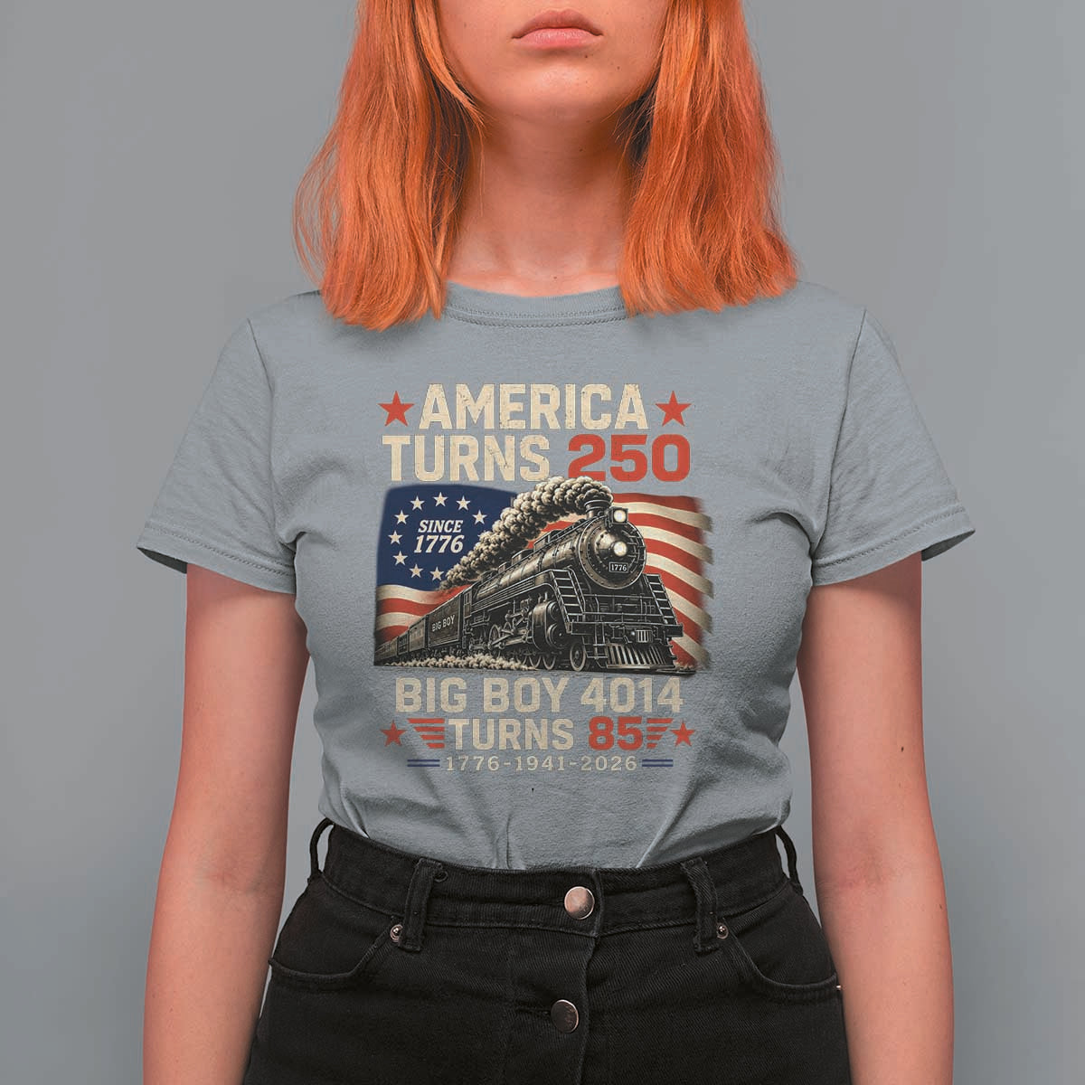 America Turns 250 Steam Locomotive Turns 85 T Shirt For Women Vintage Railroad Steam Engine 85th USA 250th Anniversary
