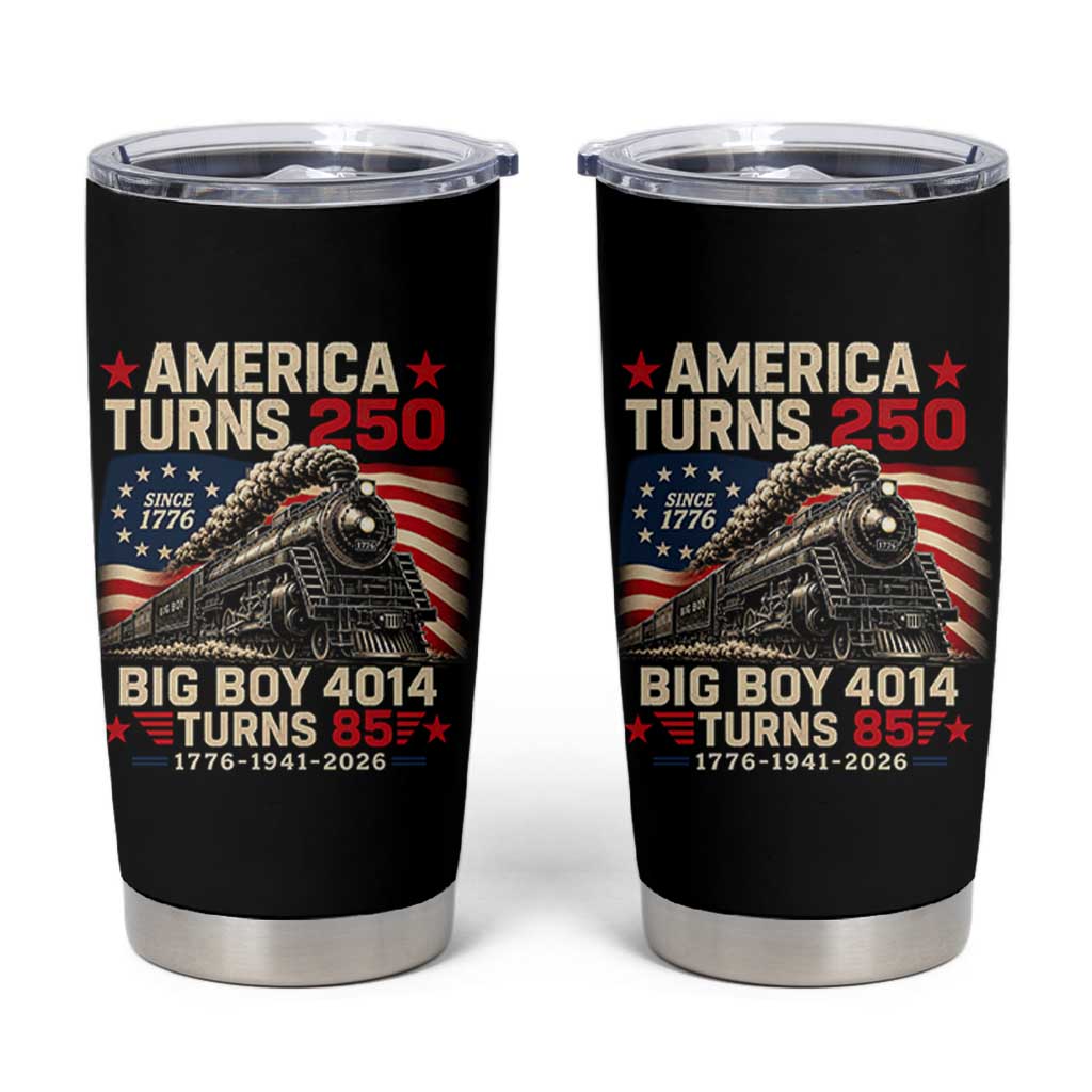 America Turns 250 Steam Locomotive Turns 85 Tumbler Cup Vintage Railroad Steam Engine 85th USA 250th Anniversary