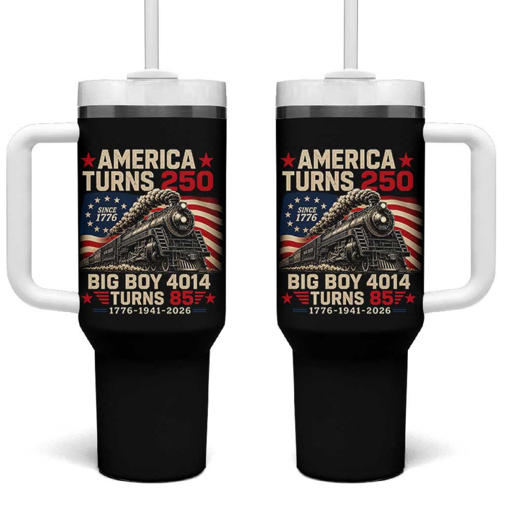 America Turns 250 Steam Locomotive Turns 85 Tumbler With Handle Vintage Railroad Steam Engine 85th USA 250th Anniversary