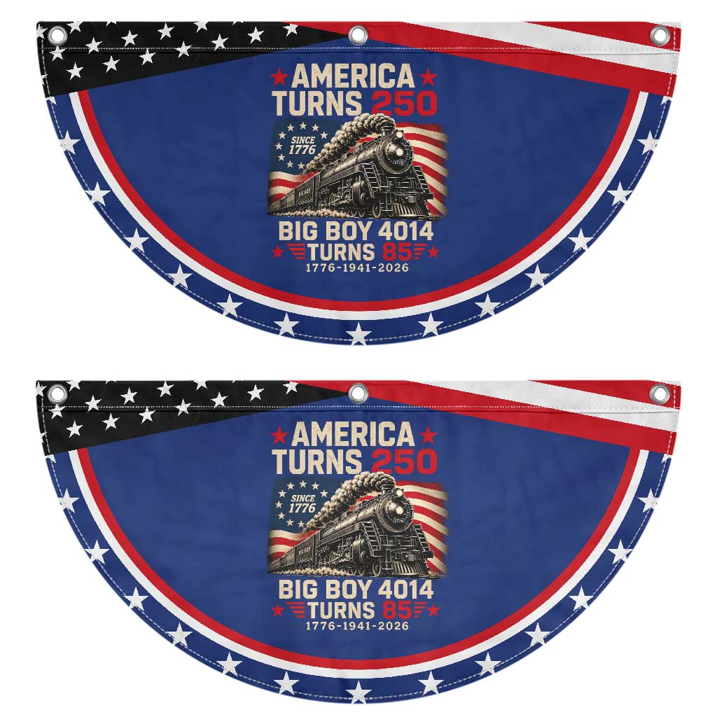 America Turns 250 Steam Locomotive Turns 85 Patriotic Fan Flag Vintage Railroad Steam Engine 85th USA 250th Anniversary