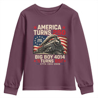 America Turns 250 Steam Locomotive Turns 85 Youth Sweatshirt Vintage Railroad Steam Engine 85th USA 250th Anniversary