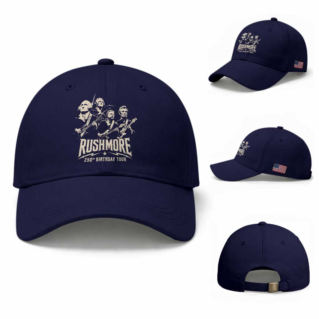 Rushmore 250th Birthday Tour Band Baseball Cap Presidents Rock Concert Historical Collages