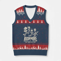 Rushmore 250th Birthday Tour Band V-Neck Knit Sweater Vest Presidents Rock Concert Historical Collages