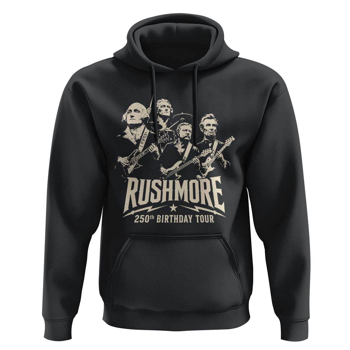 Rushmore 250th Birthday Tour Band Hoodie Presidents Rock Concert Historical Collages
