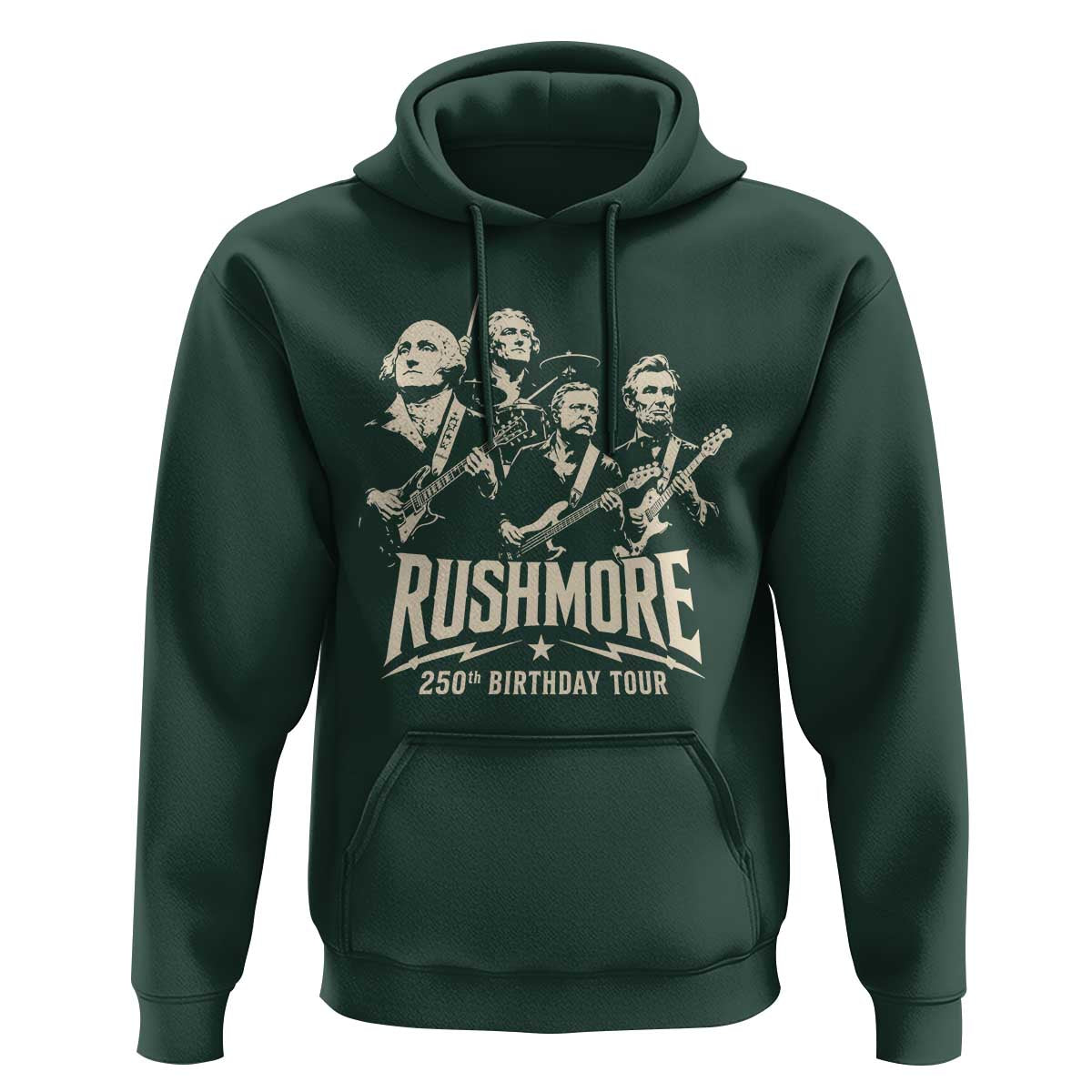 Rushmore 250th Birthday Tour Band Hoodie Presidents Rock Concert Historical Collages