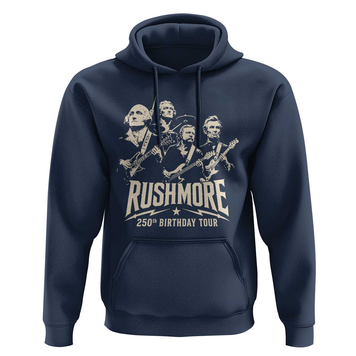 Rushmore 250th Birthday Tour Band Hoodie Presidents Rock Concert Historical Collages