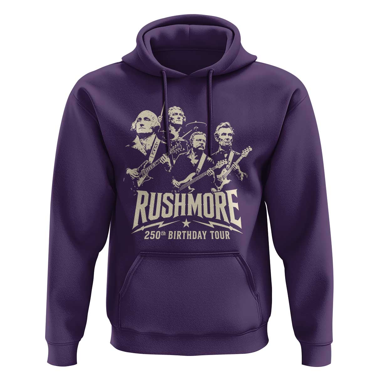 Rushmore 250th Birthday Tour Band Hoodie Presidents Rock Concert Historical Collages