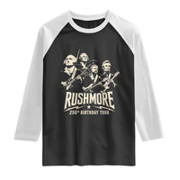 Rushmore 250th Birthday Tour Band Raglan Shirt Presidents Rock Concert Historical Collages