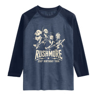 Rushmore 250th Birthday Tour Band Raglan Shirt Presidents Rock Concert Historical Collages