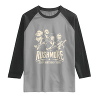 Rushmore 250th Birthday Tour Band Raglan Shirt Presidents Rock Concert Historical Collages