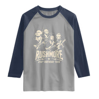 Rushmore 250th Birthday Tour Band Raglan Shirt Presidents Rock Concert Historical Collages