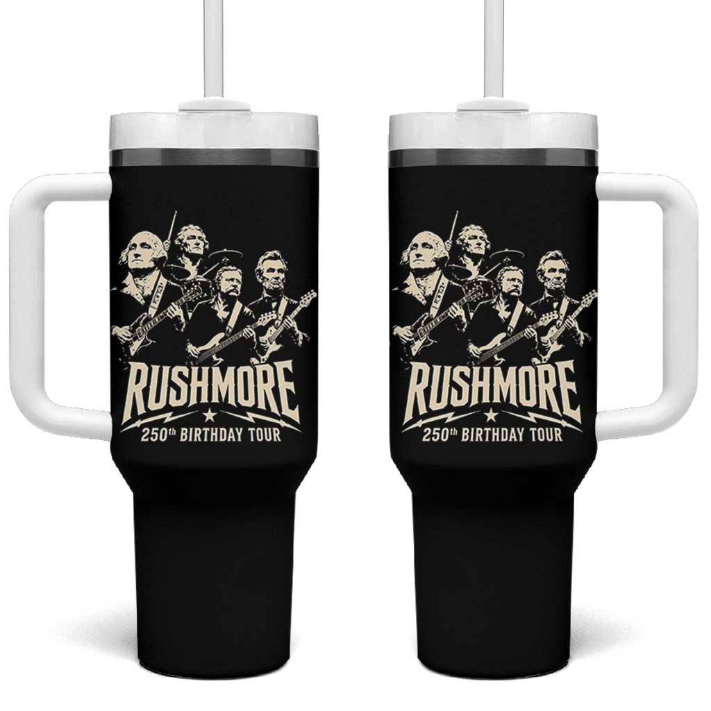 Rushmore 250th Birthday Tour Band Tumbler With Handle Presidents Rock Concert Historical Collages