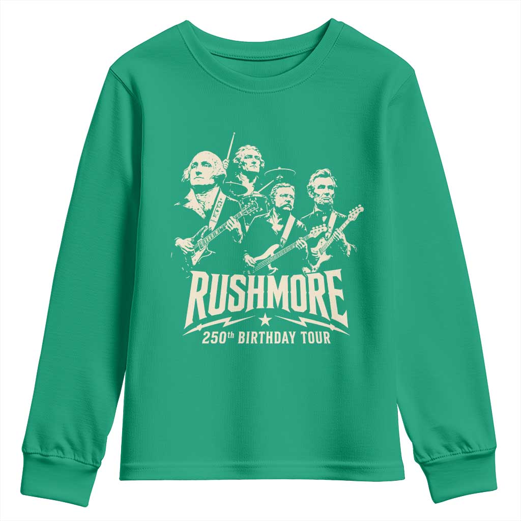 Rushmore 250th Birthday Tour Band Youth Sweatshirt Presidents Rock Concert Historical Collages