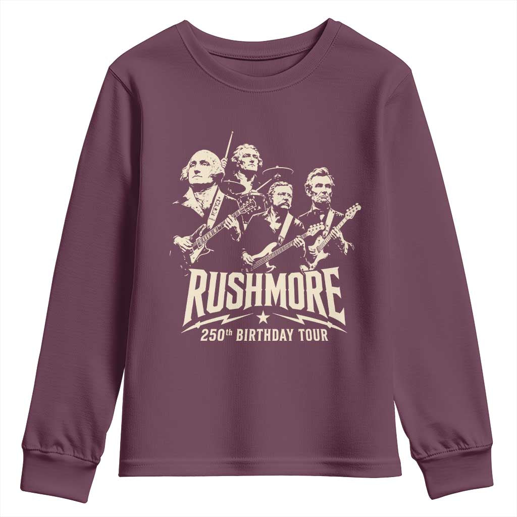 Rushmore 250th Birthday Tour Band Youth Sweatshirt Presidents Rock Concert Historical Collages