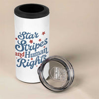 Stars and Stripes and Human Rights 4 in 1 Can Cooler Tumbler Progressive Patriotic Equality Modern Patriot