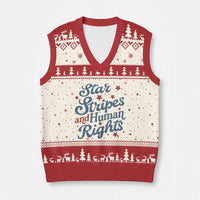 Stars and Stripes and Human Rights V-Neck Knit Sweater Vest Progressive Patriotic Equality Modern Patriot