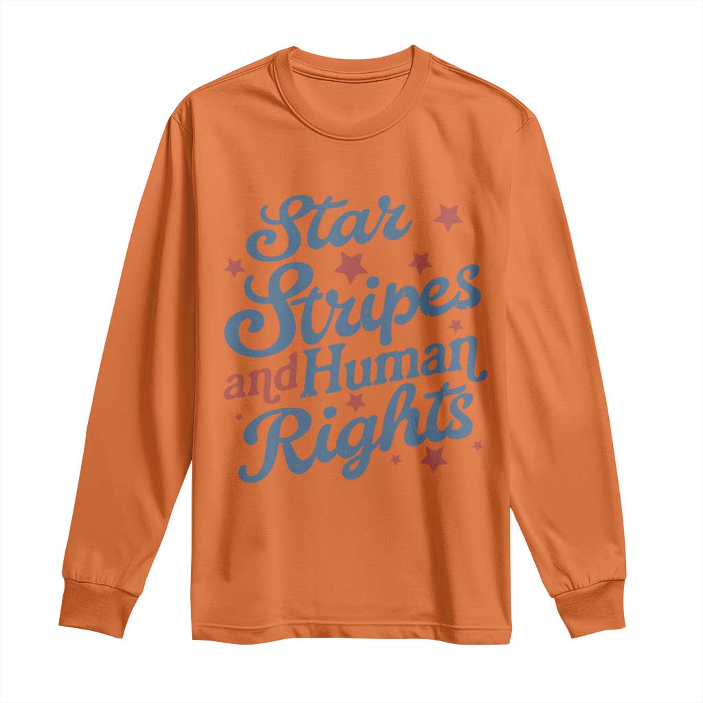 Stars and Stripes and Human Rights Long Sleeve Shirt Progressive Patriotic Equality Modern Patriot