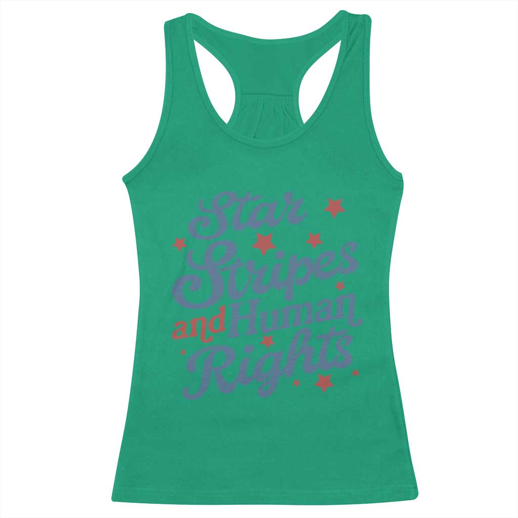 Stars and Stripes and Human Rights Racerback Tank Top Progressive Patriotic Equality Modern Patriot