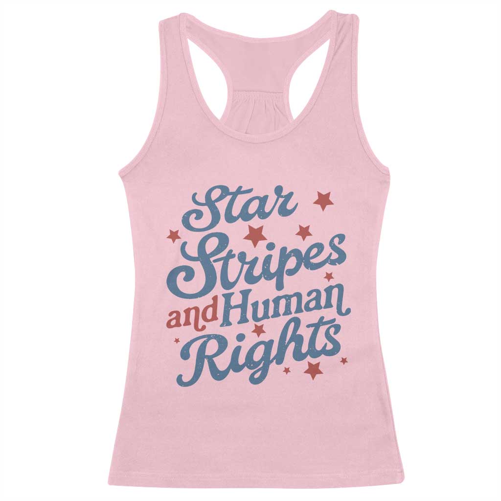 Stars and Stripes and Human Rights Racerback Tank Top Progressive Patriotic Equality Modern Patriot